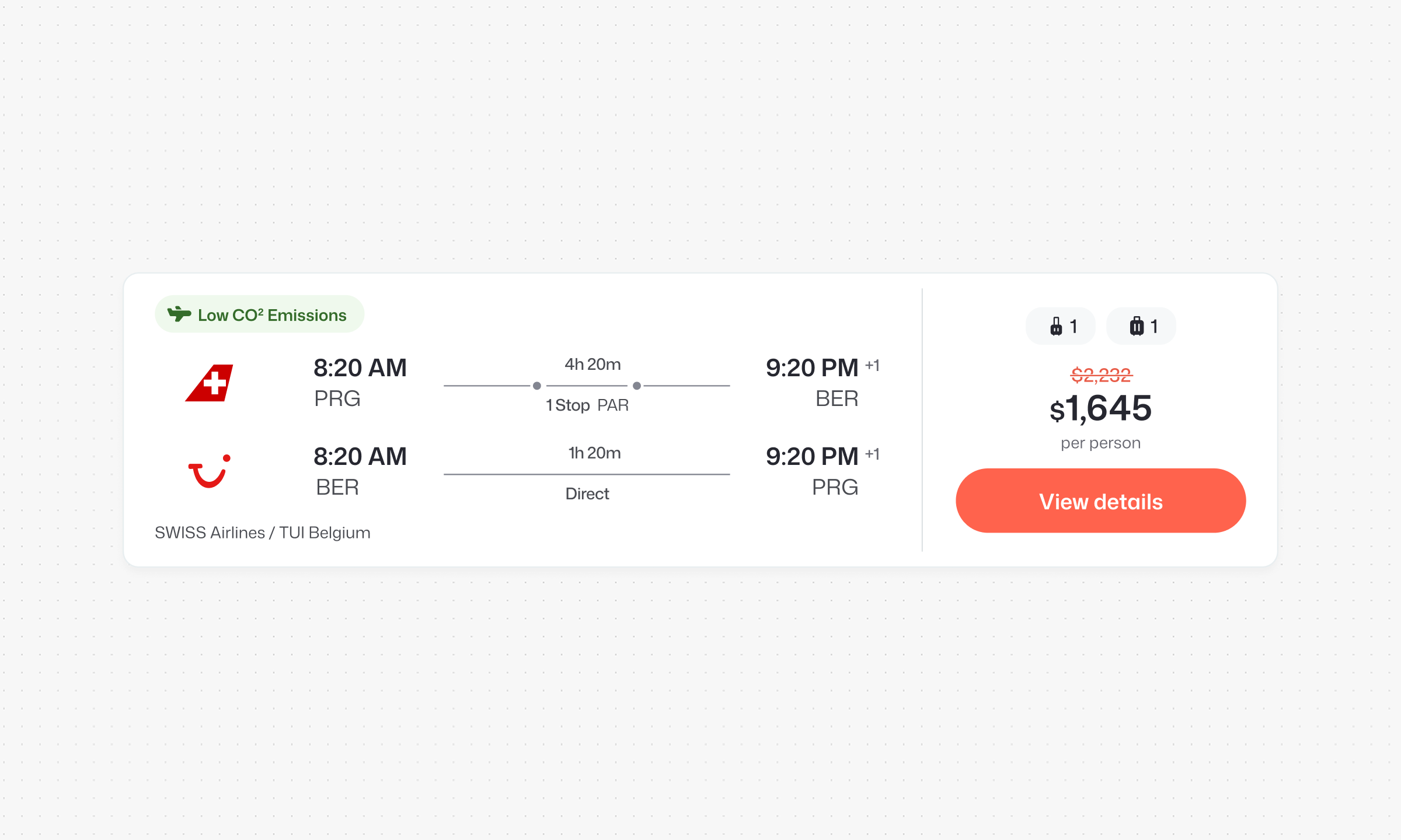 Redesigned itinerary card