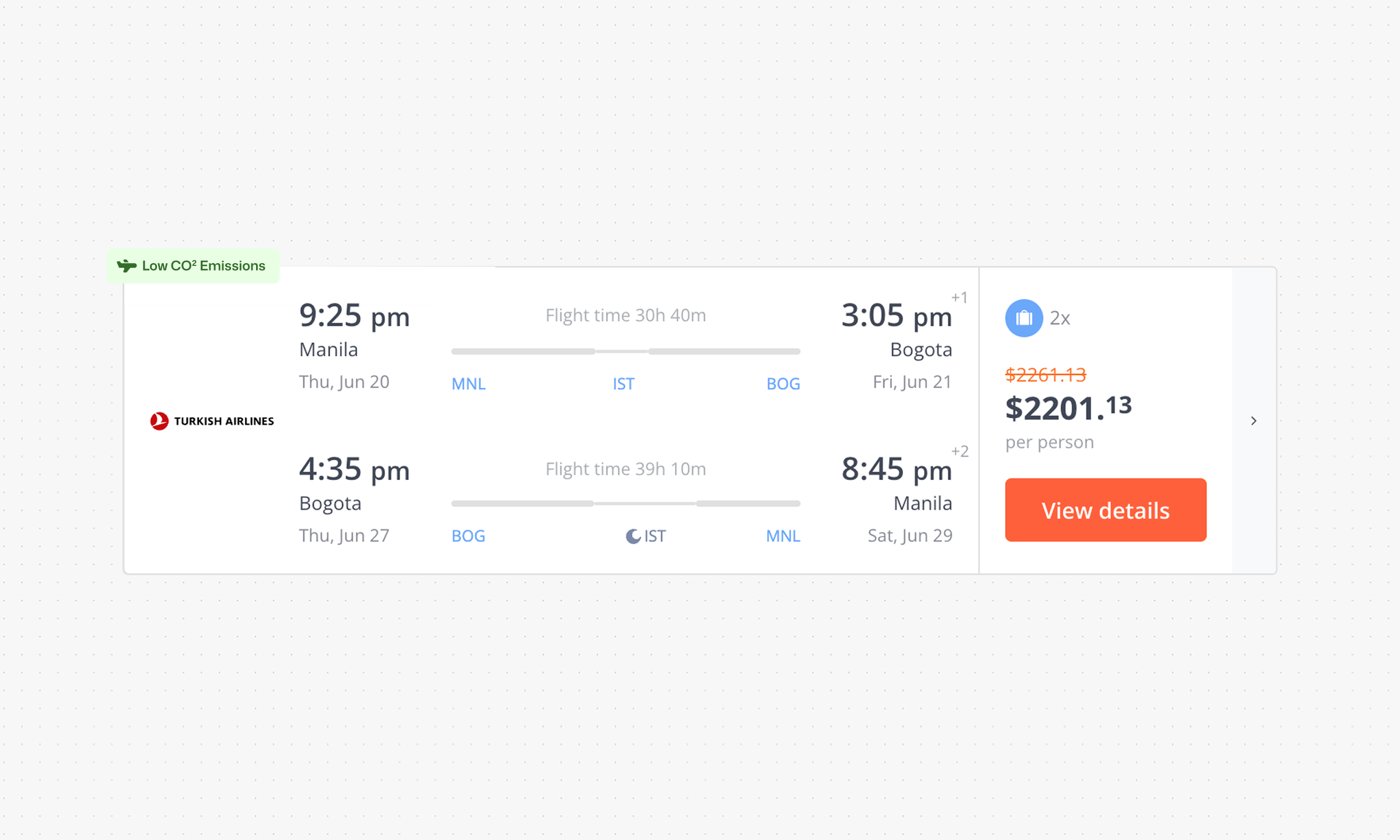 Legacy itinerary card