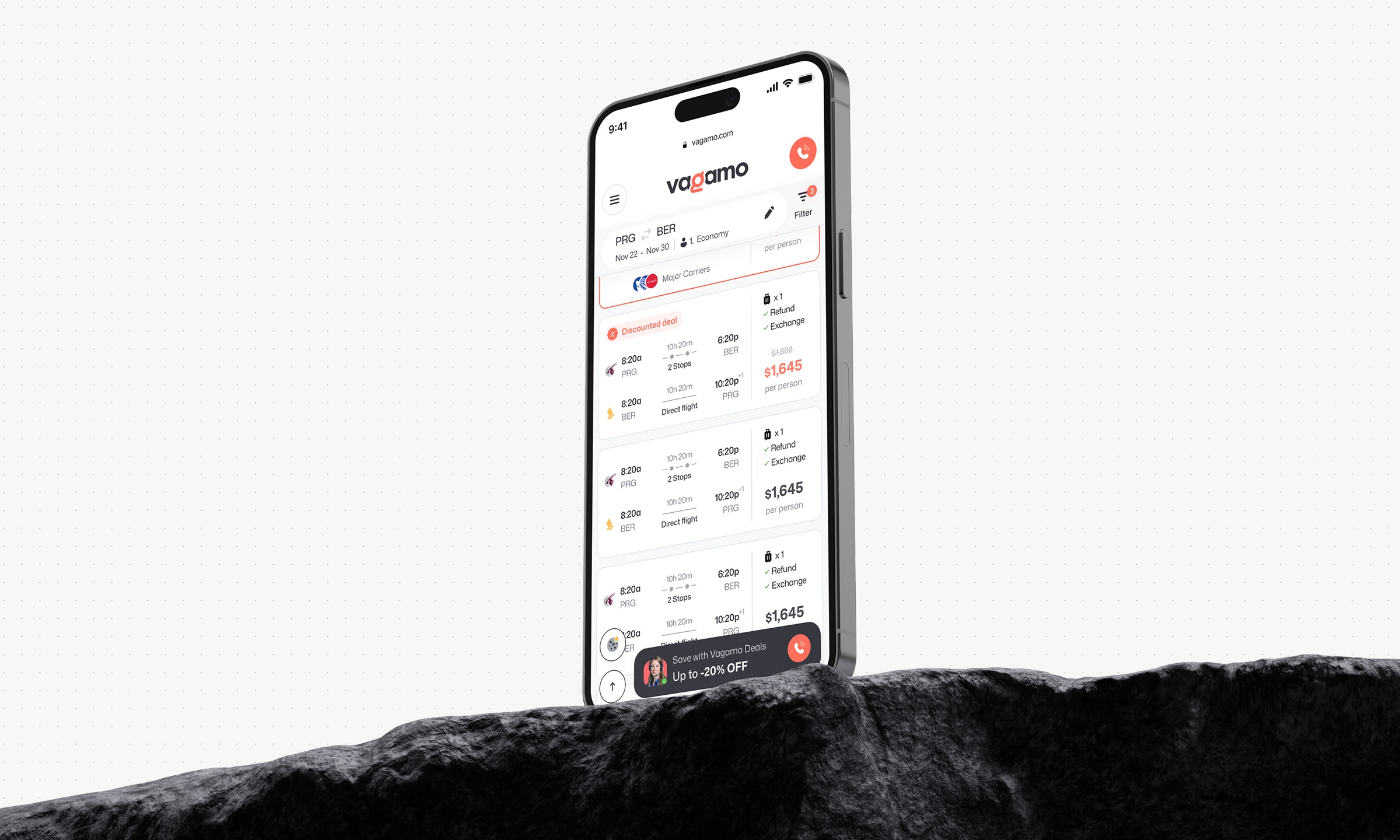 Redesigned Vagamo booking flow